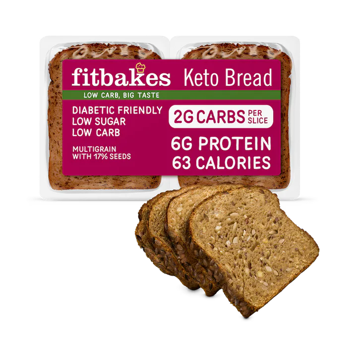 Fitbakes Keto Flaxseed Bread: 2g Carbs, High Protein 190g