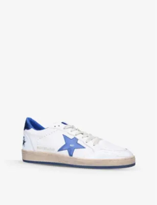 GOLDEN GOOSE Ball Star Logo-Embroidered Leather Low-Top Trainers - EUR 46 / 12 UK MEN in WHITE/NAVY, additional product view 3