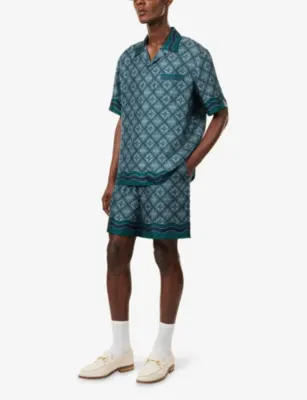 CASABLANCA Radiating Monogram Silk Shorts detail 2