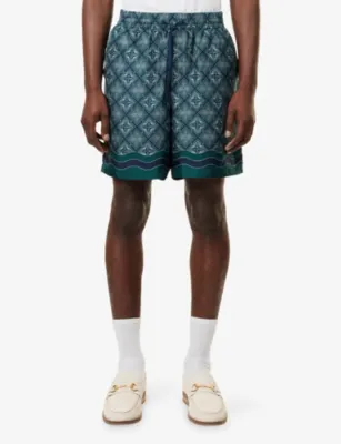 CASABLANCA Radiating Monogram Silk Shorts detail 3