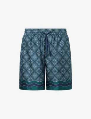 CASABLANCA Radiating Monogram Silk Shorts