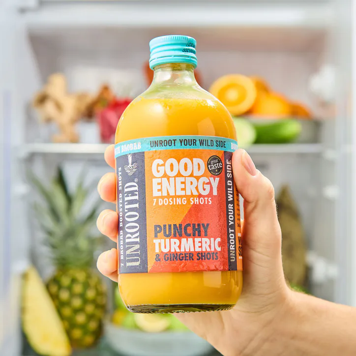 Unrooted Good Energy Dosing Bottle Punchy Turmeric & Ginger 420ml, additional product view 2