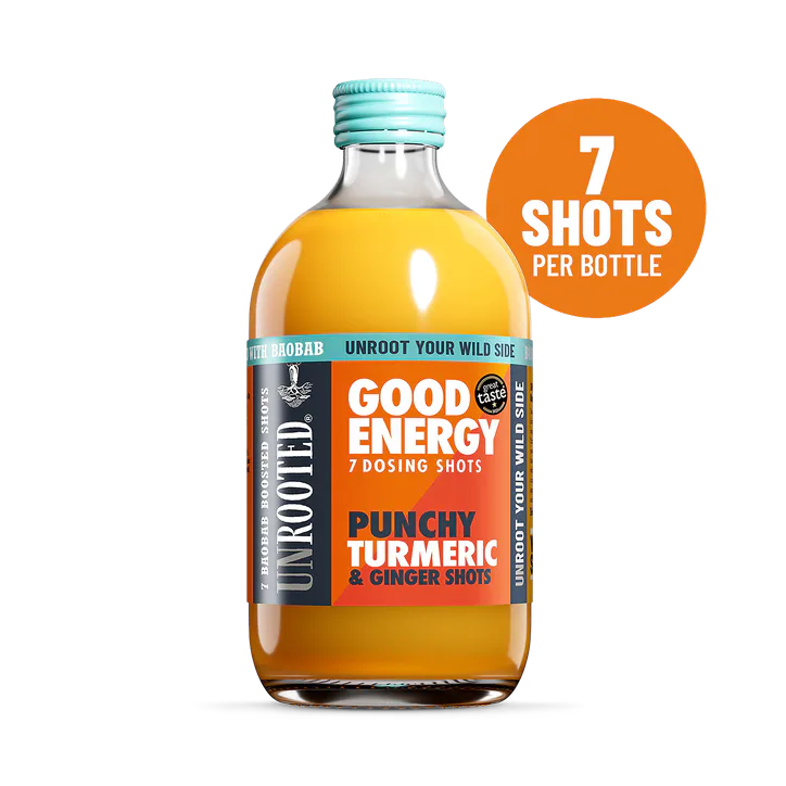 Unrooted Good Energy Dosing Bottle Punchy Turmeric & Ginger 420ml