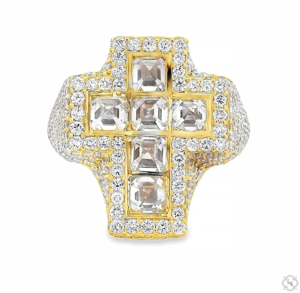 RINA - For Him CUSTOM CVD Upside Down Asscher Diamond Cross Ring 70829 in Rose Gold / 7 – Ring