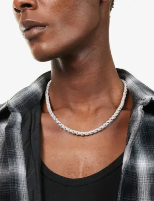 GLD Snake Link 14ct White Gold-Plated and Cubic Zirconia Chain Necklace detail 2