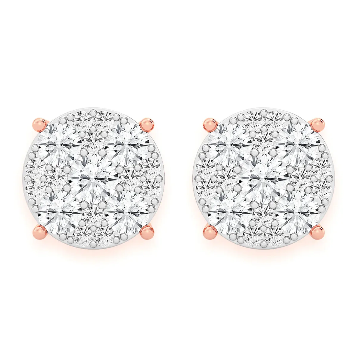 For Him Mosaic Diamond Studs in 4.00ctw / Rose Gold / Natural Diamond – Earring