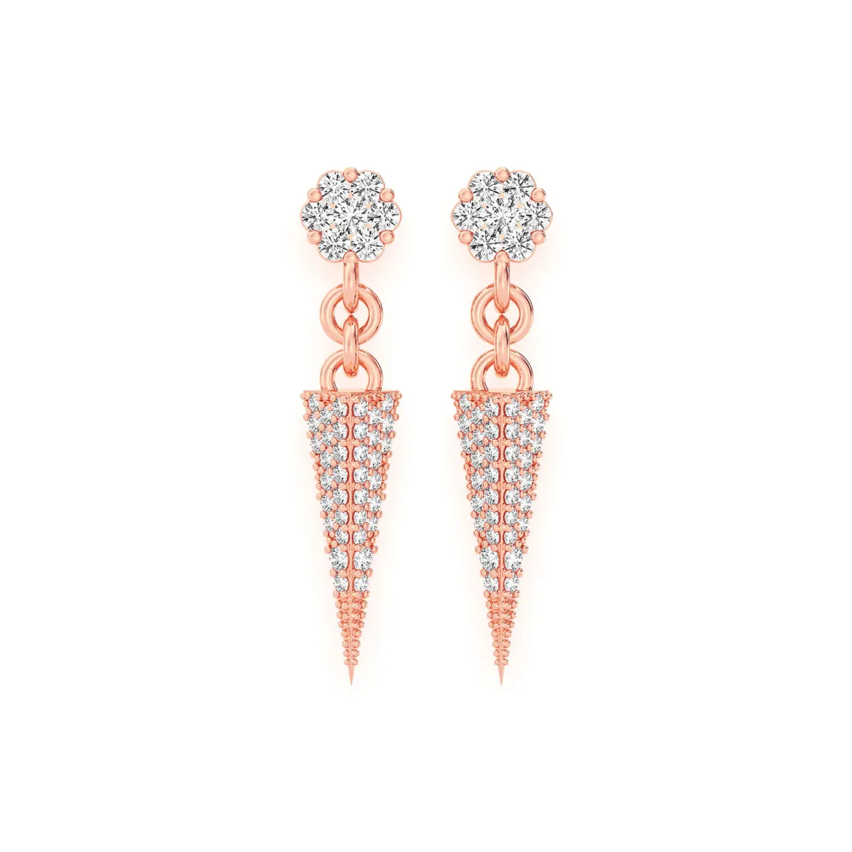 For Him Pyramid Diamond Stud Drops in Rose Gold / Natural Diamond – Earring