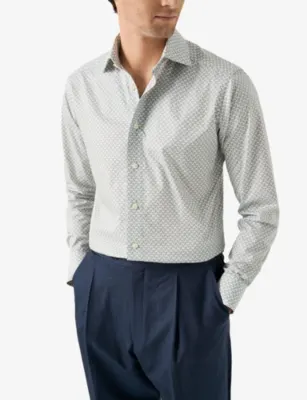 ETON Motif Contemporary-Fit Cotton-Twill Shirt - 19.75 in MID BLUE, additional product view 3
