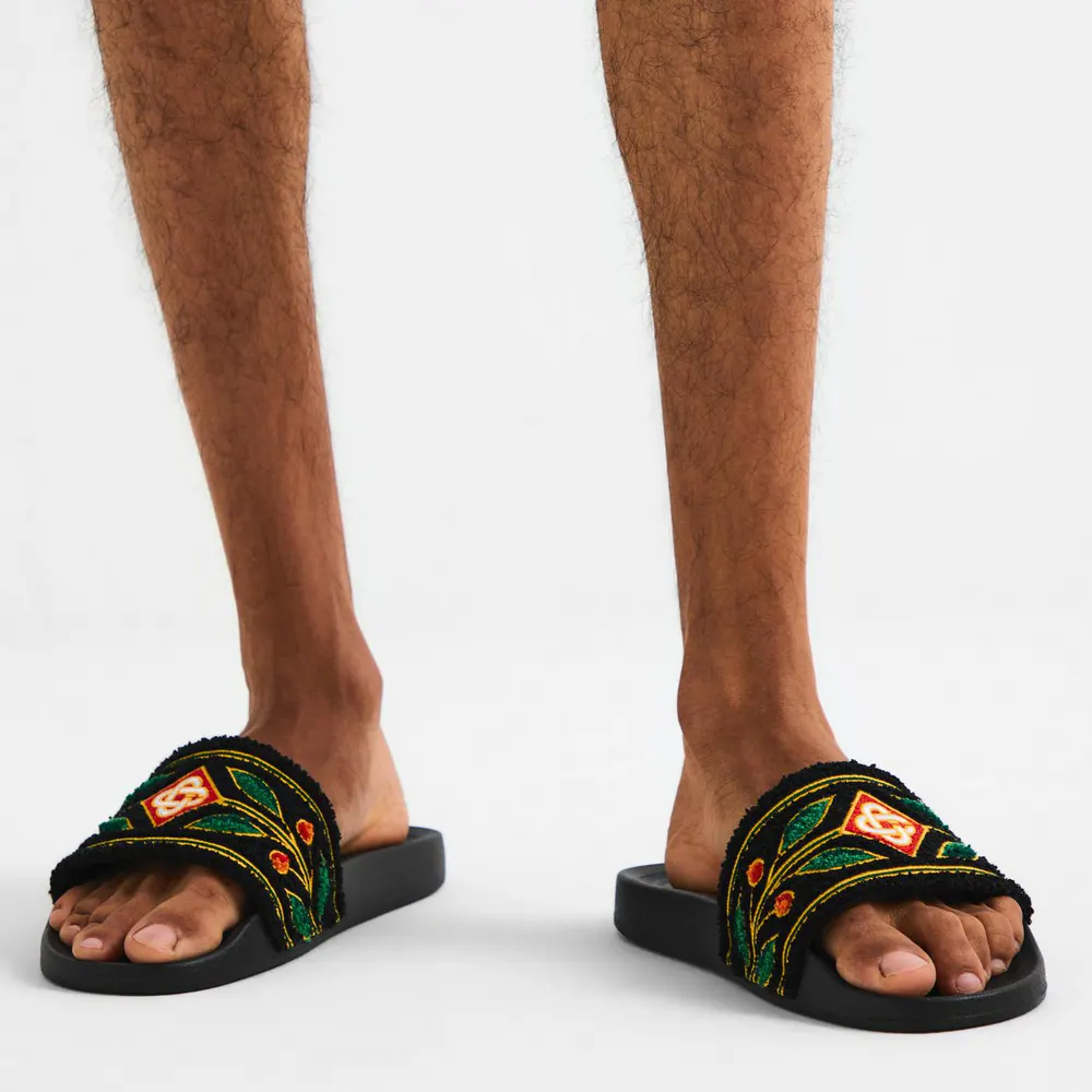 Casablanca Men's Logo Pool Sliders in Black, additional product view 3