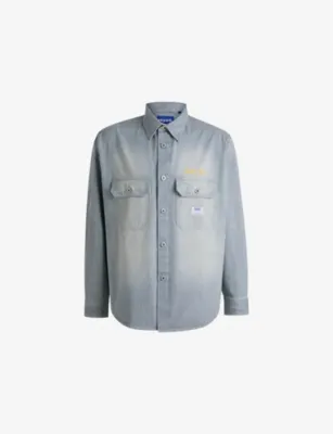 HUGO Brand-Patch Striped Cotton Shirt