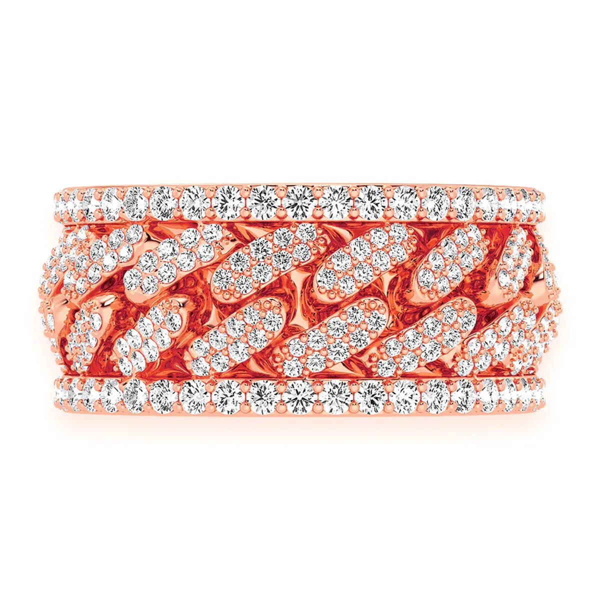 For Him Miami Cuban Link Ring in Rose Gold / Natural Diamond – Ring