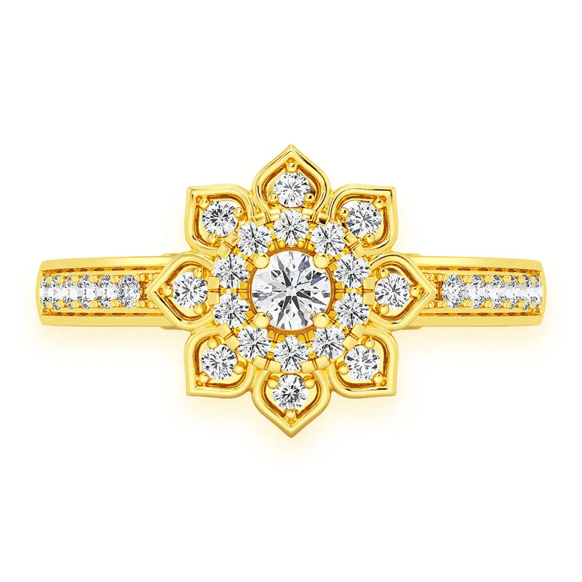 For Him Single Band Layered Floral Engagement Ring in Rose Gold / Lab Grown Diamond – Ring