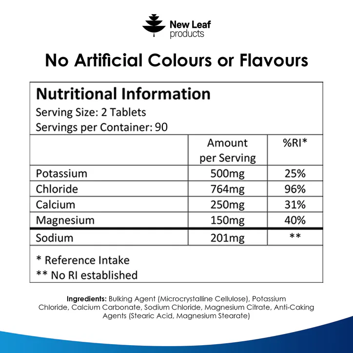 New Leaf Products Electrolyte Complex With Potassium, Calcium, Sodium, Chloride, Magnesium Tablets 180 tablets, additional product view 3