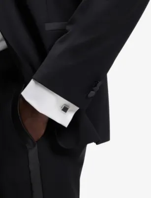 HUGO Square Branded Metal and Enamel Cufflinks detail 2