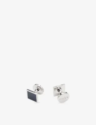 HUGO Square Branded Metal and Enamel Cufflinks