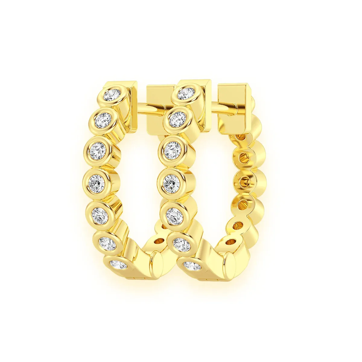 For Him Bezel Diamond Hoops in Yellow Gold / Natural Diamond – Earring