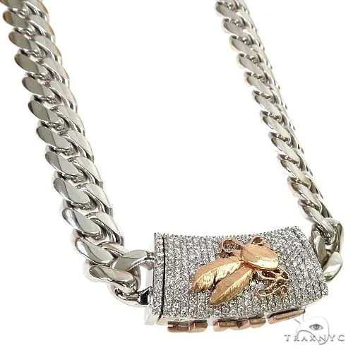RINA - For Him CUSTOM CVD 14k Gold Miami Cuban Chain With Custom Diamond Lock 68562 in Rose Gold – Chain