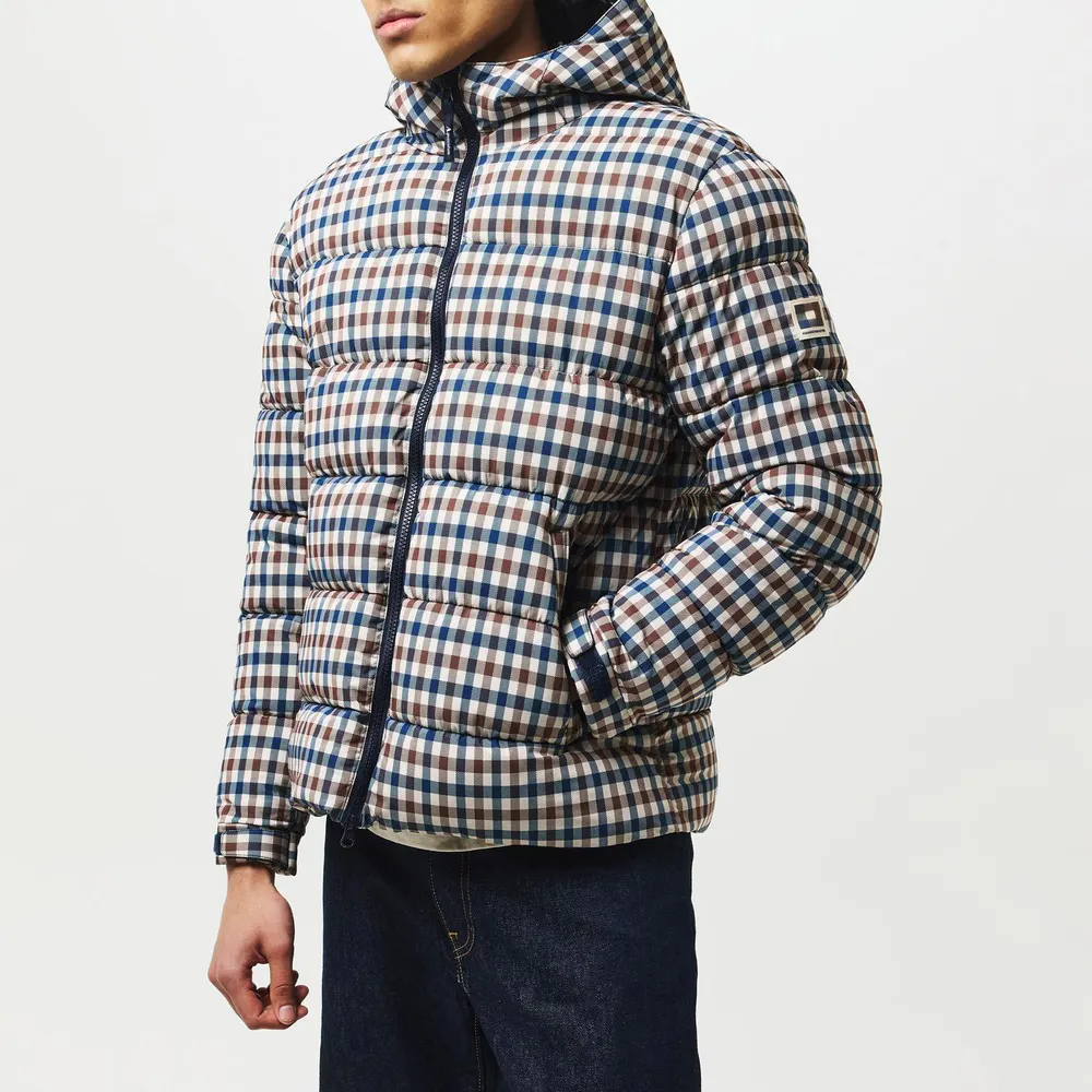 Aquascutum Men's Checked Puffer Water Resistant Wind Resistant PrimaLoft Jacket detail 3