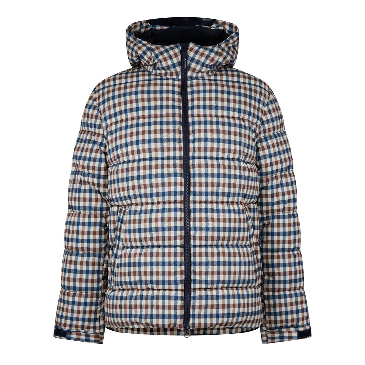 Aquascutum Men's Checked Puffer Water Resistant Wind Resistant PrimaLoft Jacket