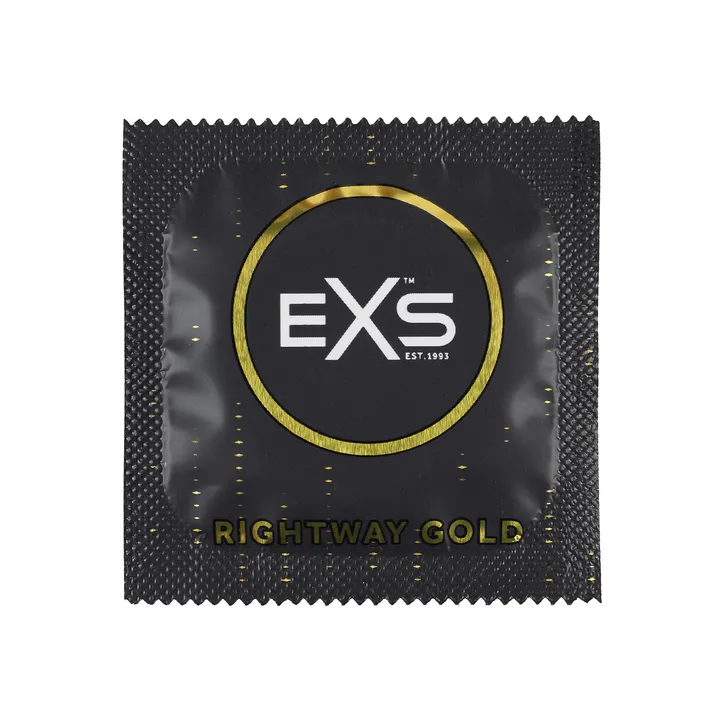 EXS Rightway Gold Condoms Vegan Gold Coloured Tip 12 Pack, additional product view 2