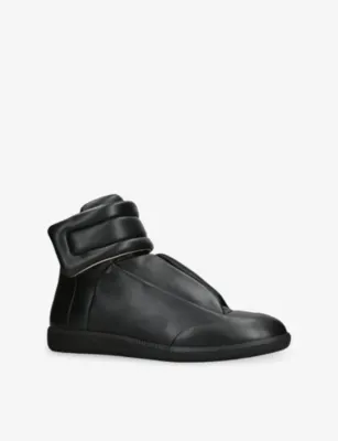 MAISON MARGIELA Future Leather Mid-Top Trainers - EUR 44 / 10 UK MEN in BLACK, additional product view 3