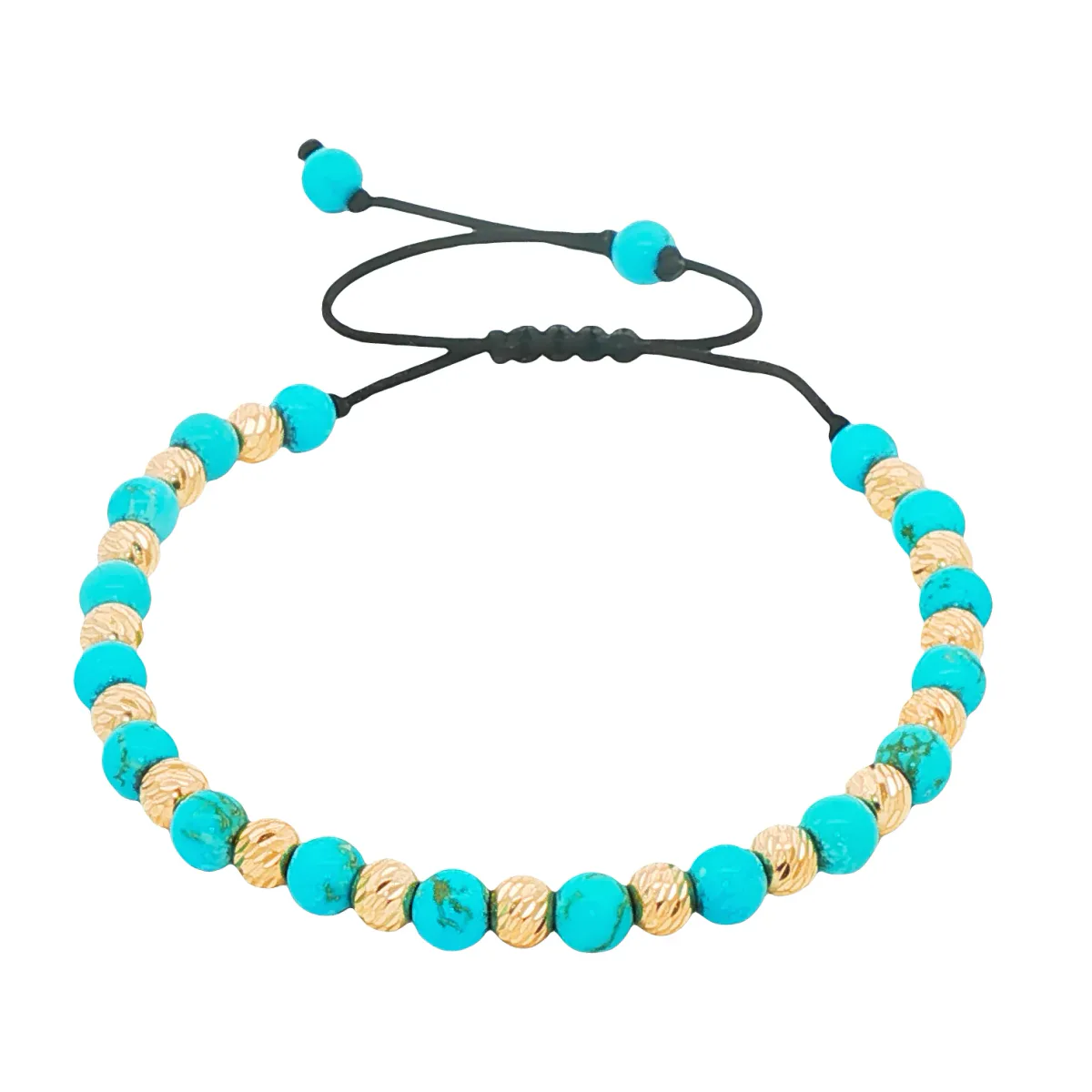 EMMA - For Him MERCHANDISE Turquoise & Gold Bead Adjustable Bracelet 71067 – Bracelet
