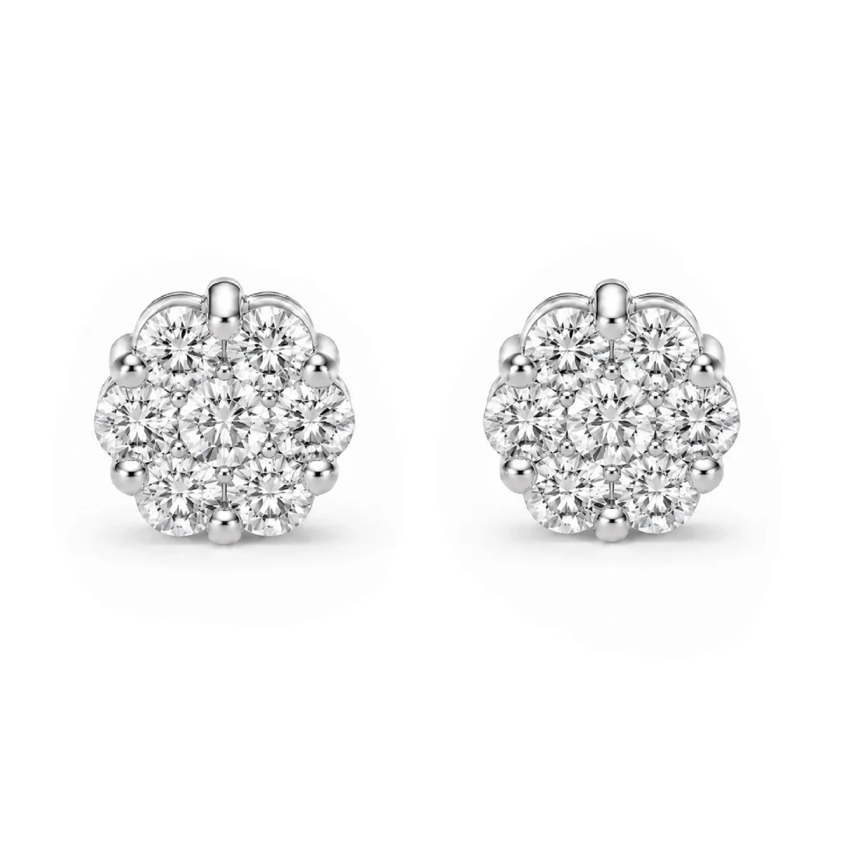 For Him Flower Diamond Studs in 0.75ctw / White Gold / Natural Diamond – Earring