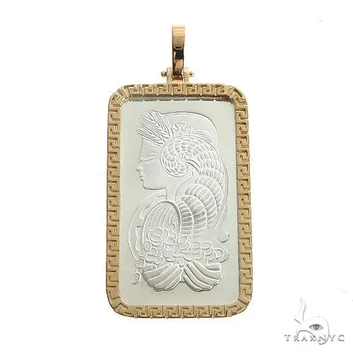 RINA - For Him FACTORY Pamp Suisse 1 ounce Fine Silver 999.0 With 14K Gold Frame 66490 – Pendant