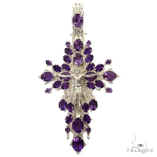 MARYAM - For Him SILVER .925 Silver Sovereign's Halo Amethyst Cross pendant 69516 – Pendant