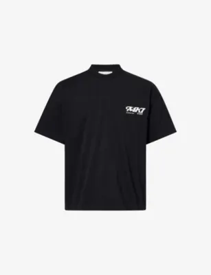 MKI MIYUKI-ZOKU Stack Logo-Print Cotton T-Shirt - BLACK