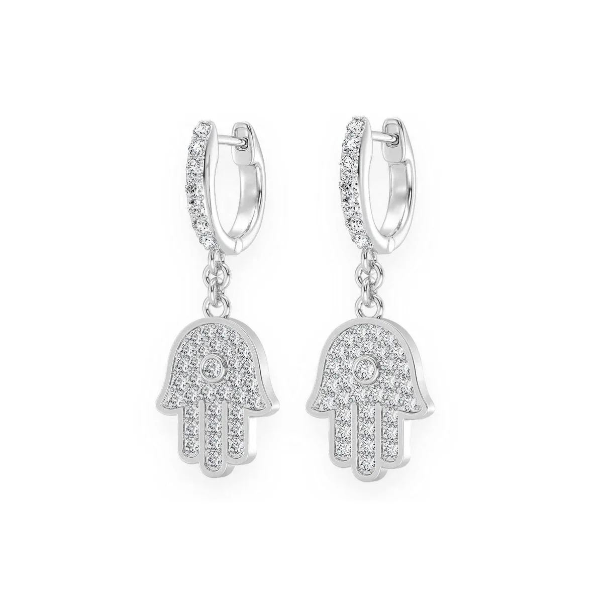 For Him Hamsa Diamond Drops in White Gold / Natural Diamond – Earring