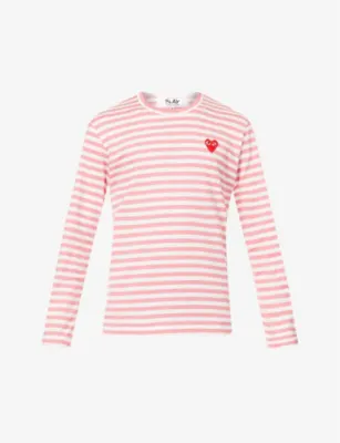 COMME DES GARCONS PLAY Branded stripe-print cotton-jersey top