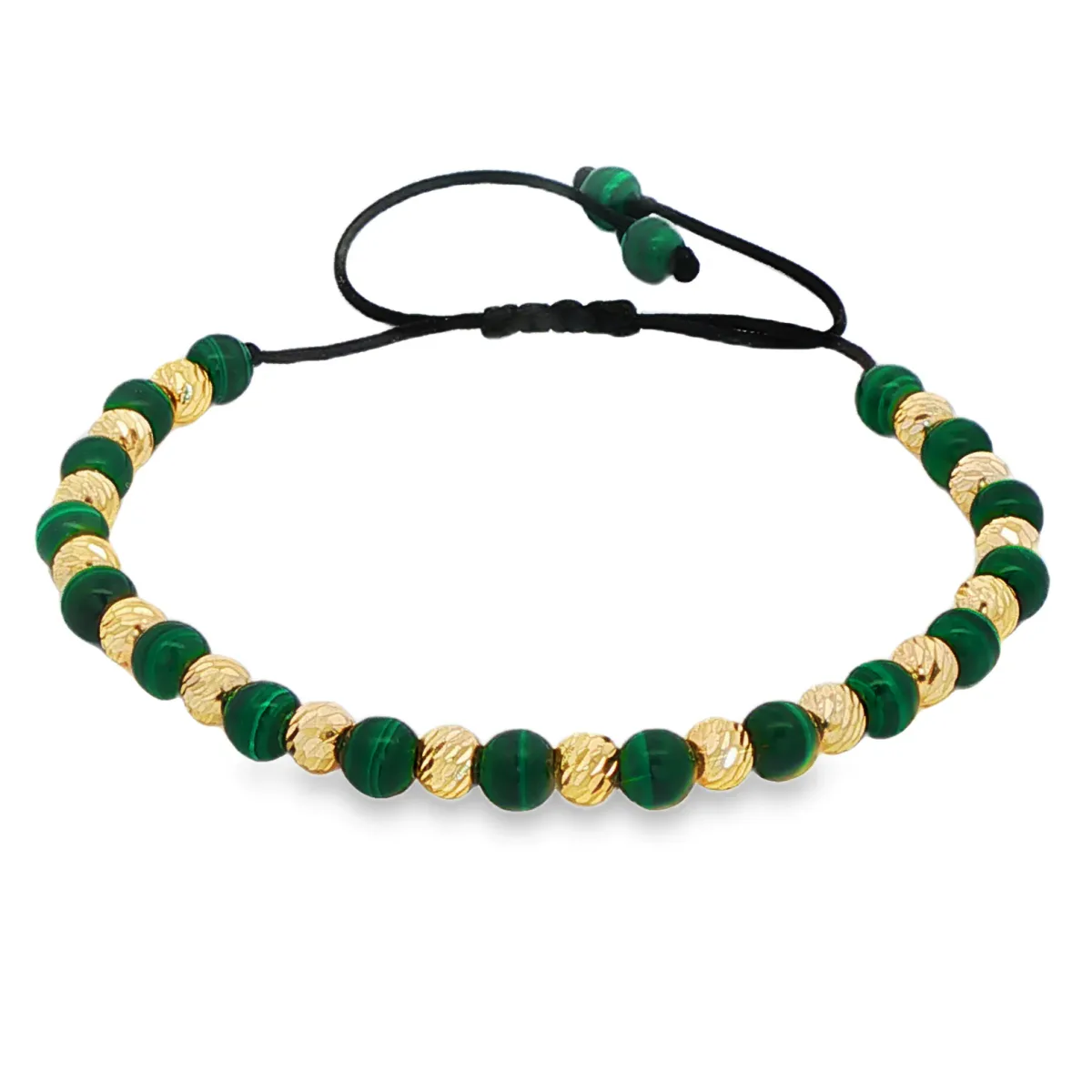 EMMA - For Him MERCHANDISE Malachite & Gold Bead Adjustable Bracelet 71069 – Bracelet