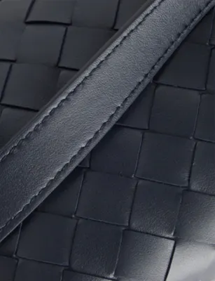 BOTTEGA VENETA Traveler Leather Phone Pouch in Midnight-silver, additional product view 2
