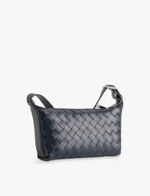 BOTTEGA VENETA Traveler Leather Phone Pouch in Midnight-silver, additional product view 3