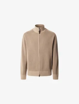 HACKETT Bi-Colour Full-Zip Wool and Cotton-Blend Cardigan