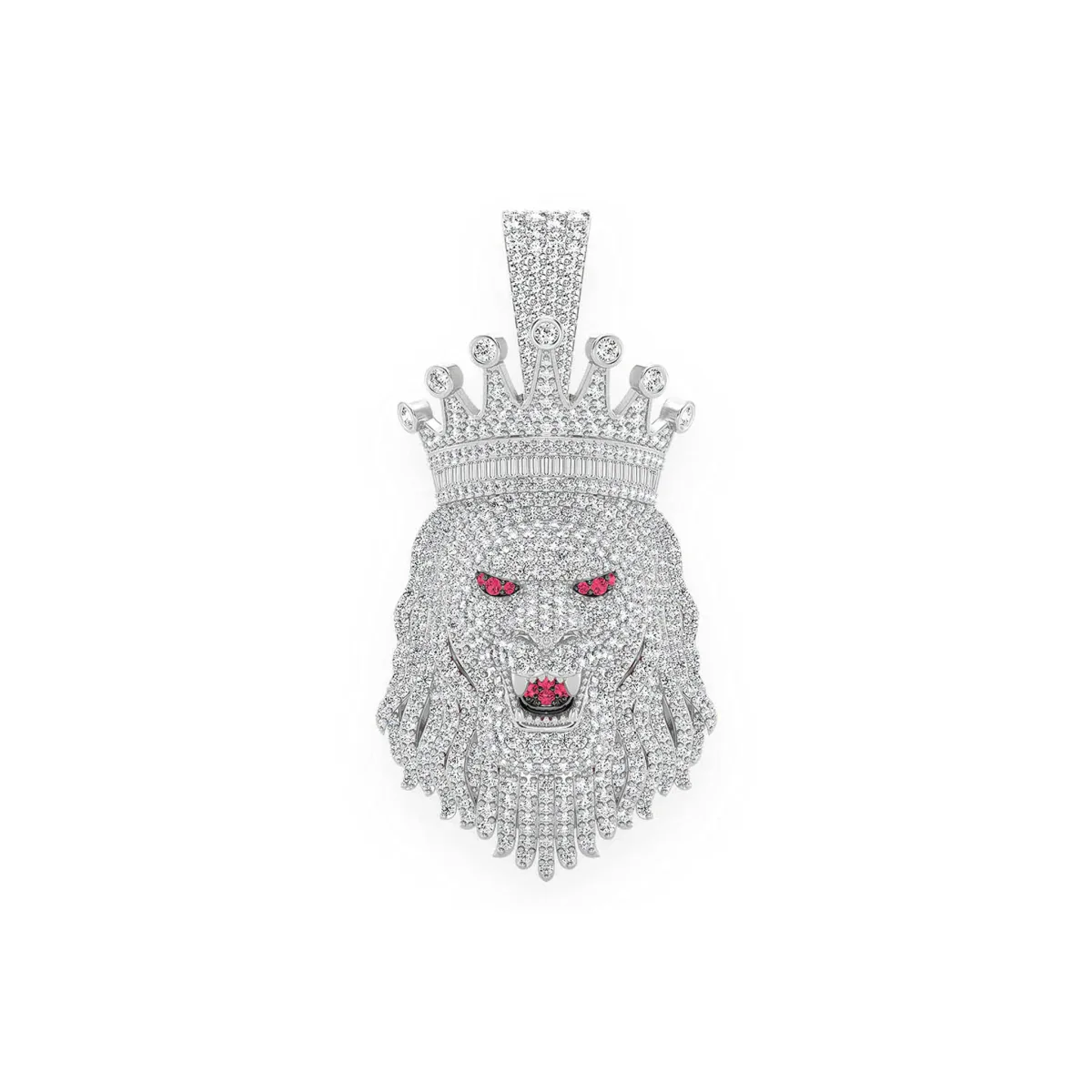 For Him King Crown Lion Diamond Pendant in White Gold / Natural Diamond – Pendant