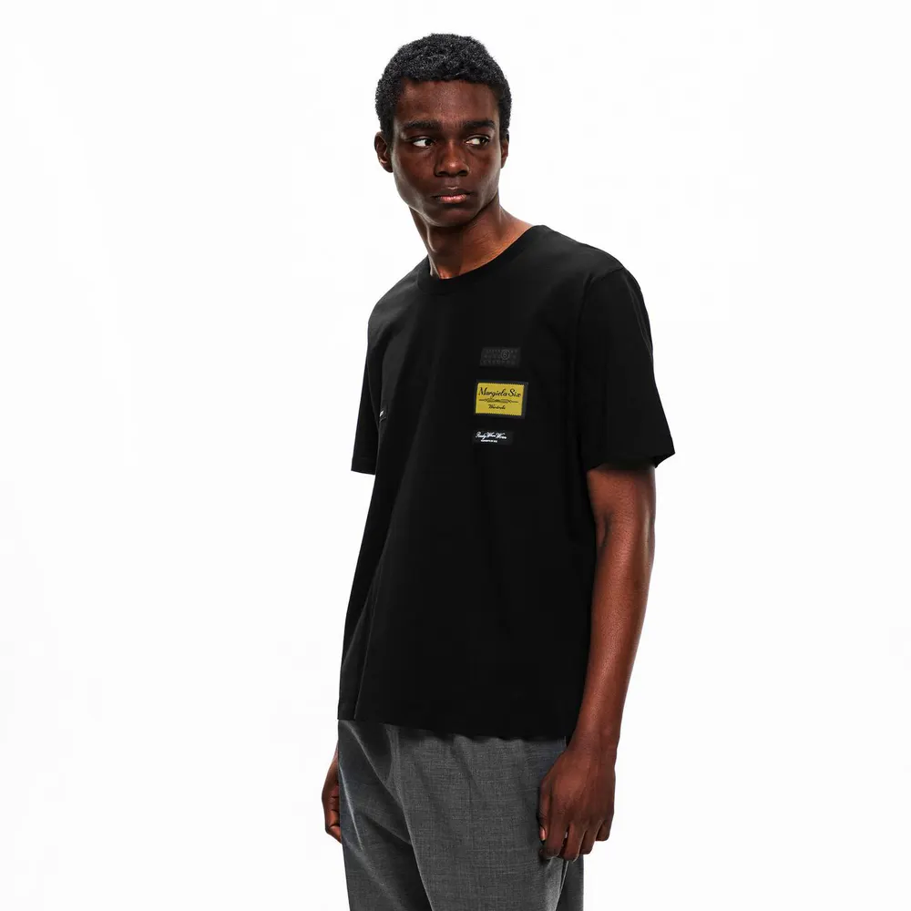 MM6 Maison Margiela Men's Label T-Shirt in Black, additional product view 3