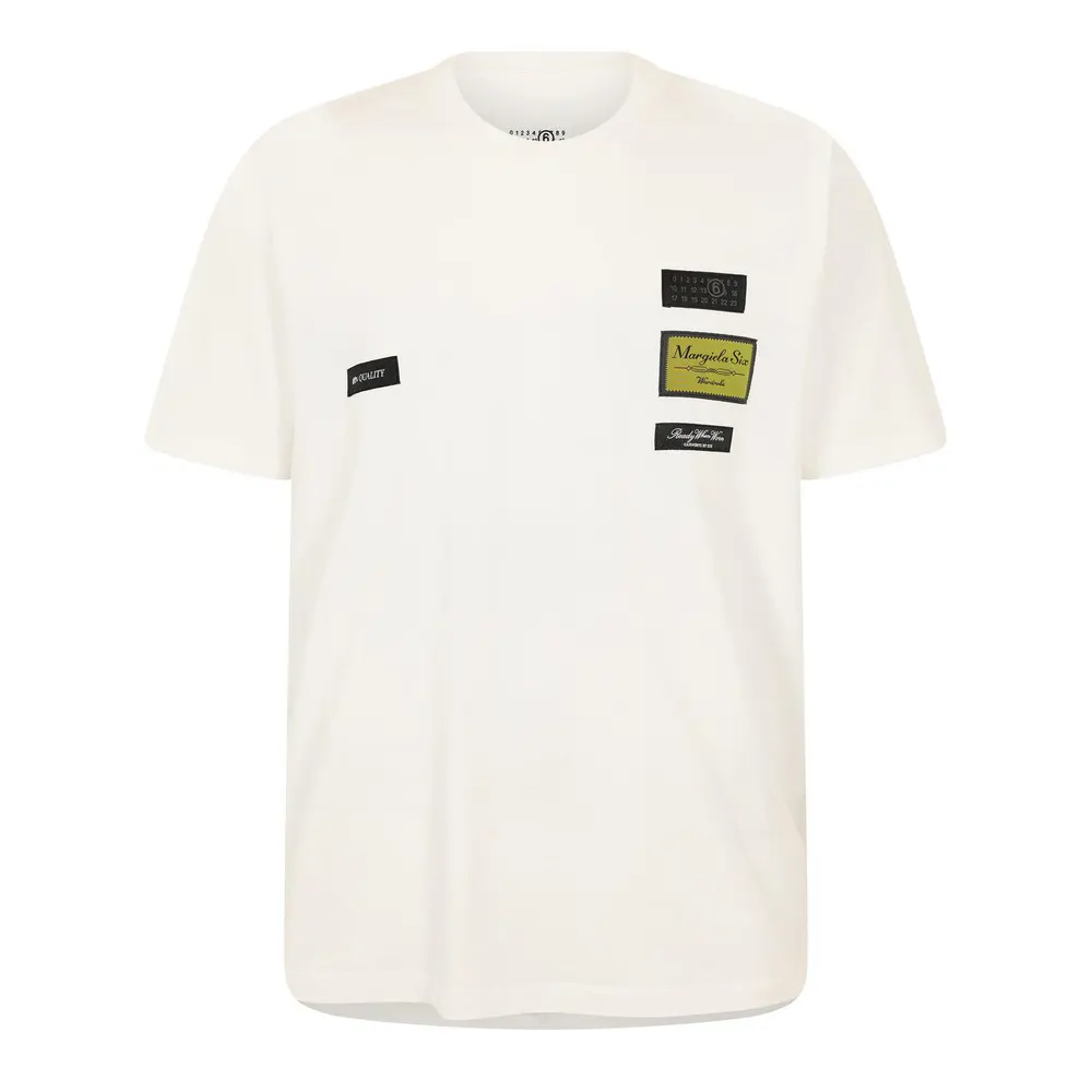 MM6 Maison Margiela Men's Label T-Shirt in Off White – Clothing