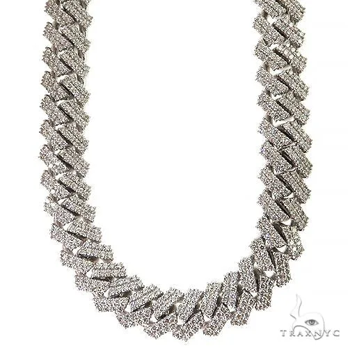 AHMED - MOON JEWELRY 2 Row Diamond Miami Cuban Chain (Lab) 69107 in White – Chain