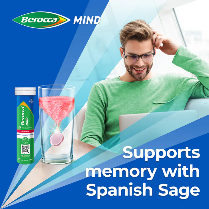 Berocca Mind Effervescent Tablets Berry 15 Tablets, additional product view 3