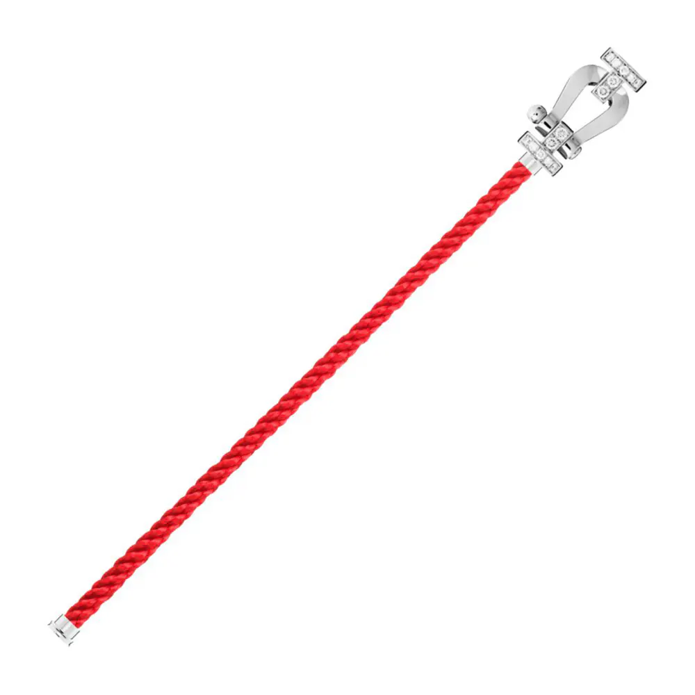FRED Force 10 18ct White Gold 0.24ct Diamond Buckle & Red Cable Large Model - Size 16 detail 3