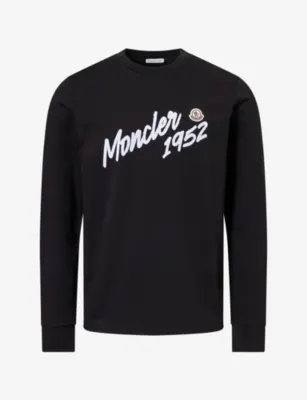 MONCLER Scribble Logo-Print Long-Sleeve Cotton T-Shirt