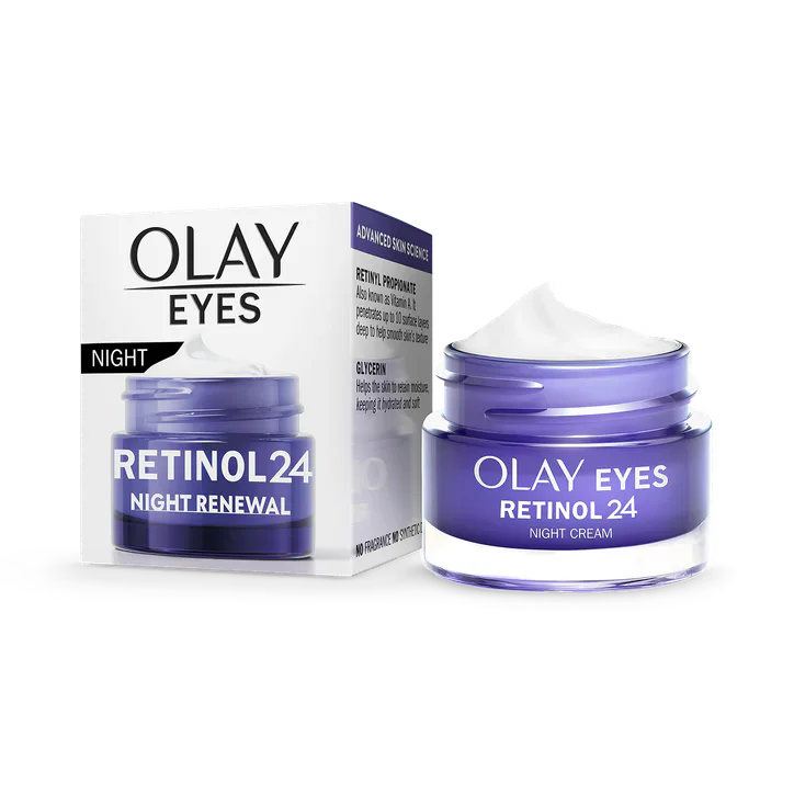 Olay Retinol 24 Night Eye Cream, Anti Ageing Skincare for Dark Circles: Smooth, Renew, 15ml