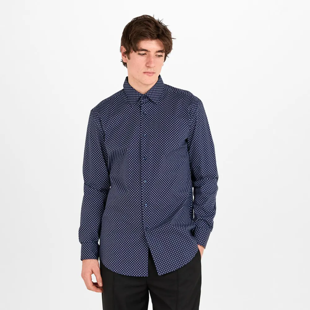 Boss Men's Hank Kent Long Sleeve Patterned Tailored Fit Shirt detail 3