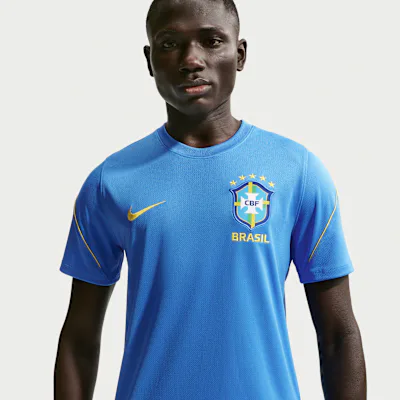 Nike Brazil Strike Men's Nike Football Dri-FIT Short-Sleeve Top - Light Photo Blue/Light Menta/Midwest Gold