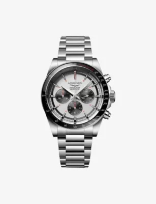 LONGINES L3.835.4.72.6 Conquest Chronograph Ceramic Bezel Stainless-Steel Automatic Watch in STAINLESS STEEL – Jewellery & Watches | Mens luxury watches