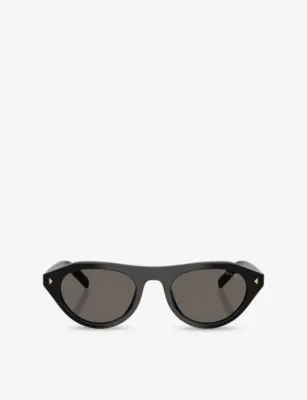 PRADA PR B15S Oval-Frame Acetate Sunglasses