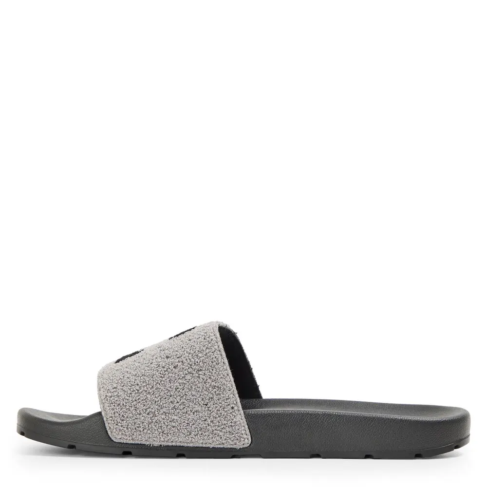 Off White Men's Terry Pool Sliders in Smoke/Black, additional product view 2