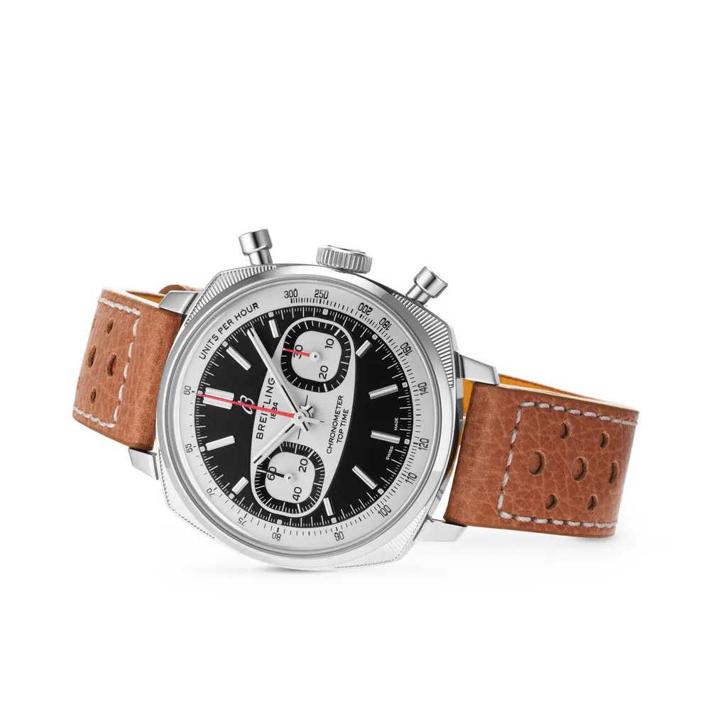 Breitling Top Time B01 Racing 38mm Mens Watch Brown Leather detail 3